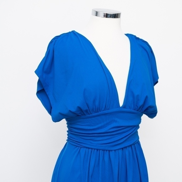 Susana Monaco Gathered V-Neck Stretch Romper | Sapphire Blue | L | NWT - Picture 11 of 12